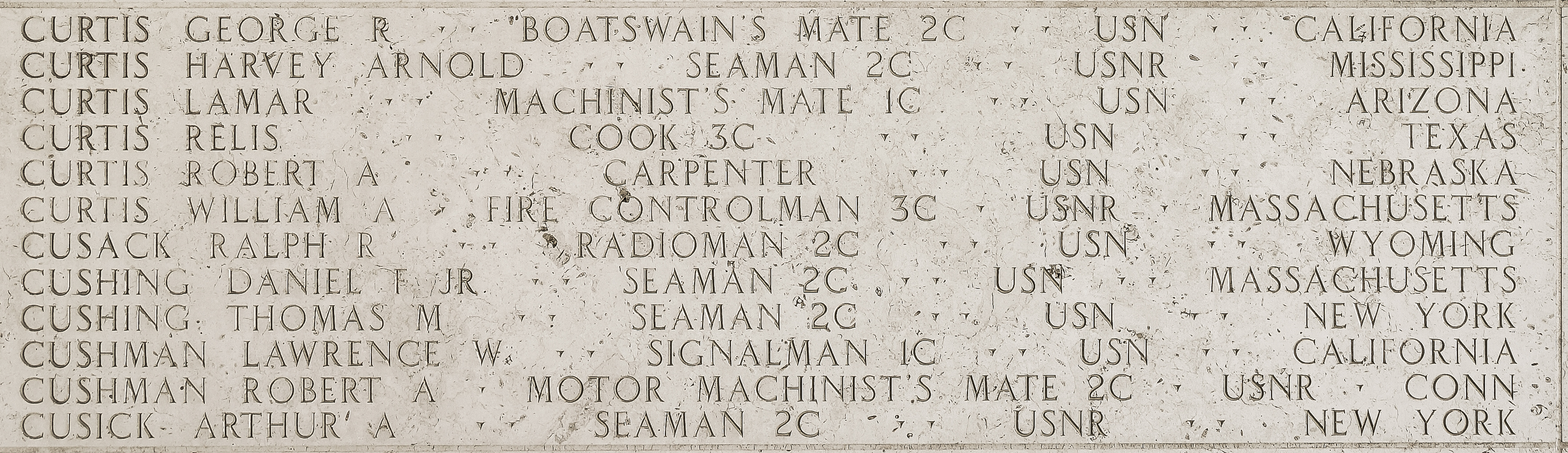 Lawrence W. Cushman, Signalman First Class